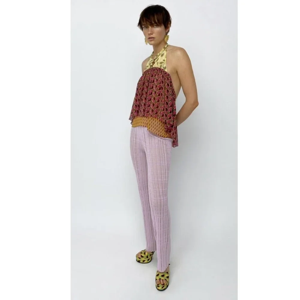 NWT - Zara Boho Peplum Halter Neck Top - Picture 7 of 10